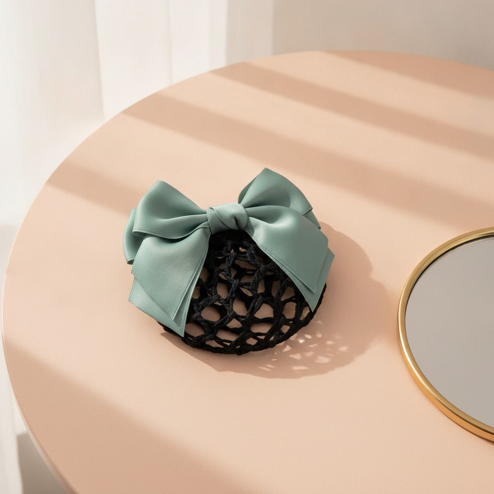 Satin Bow Hair Claw Clip - Sage Green