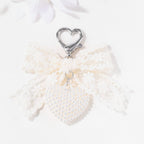 Lace Wing Heart Bag Charm - Beige