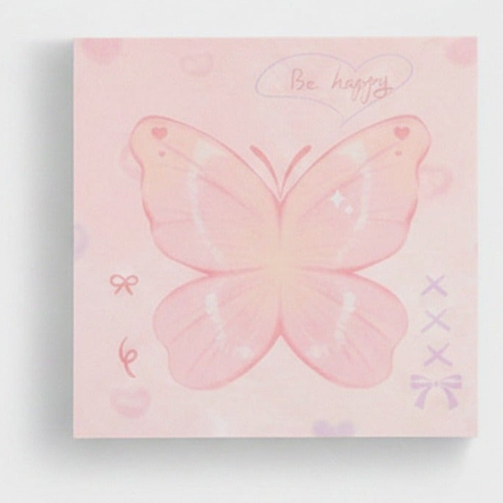 Butterfly Pink Sticky Notes Pad – stationery (view 1)