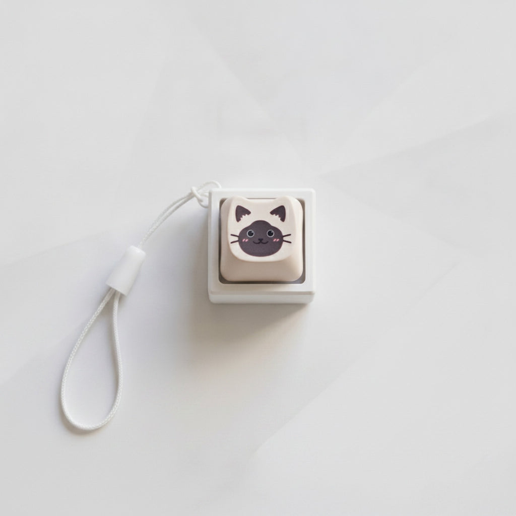 Cute Cat Keycap Keychain - Cat Face Type A