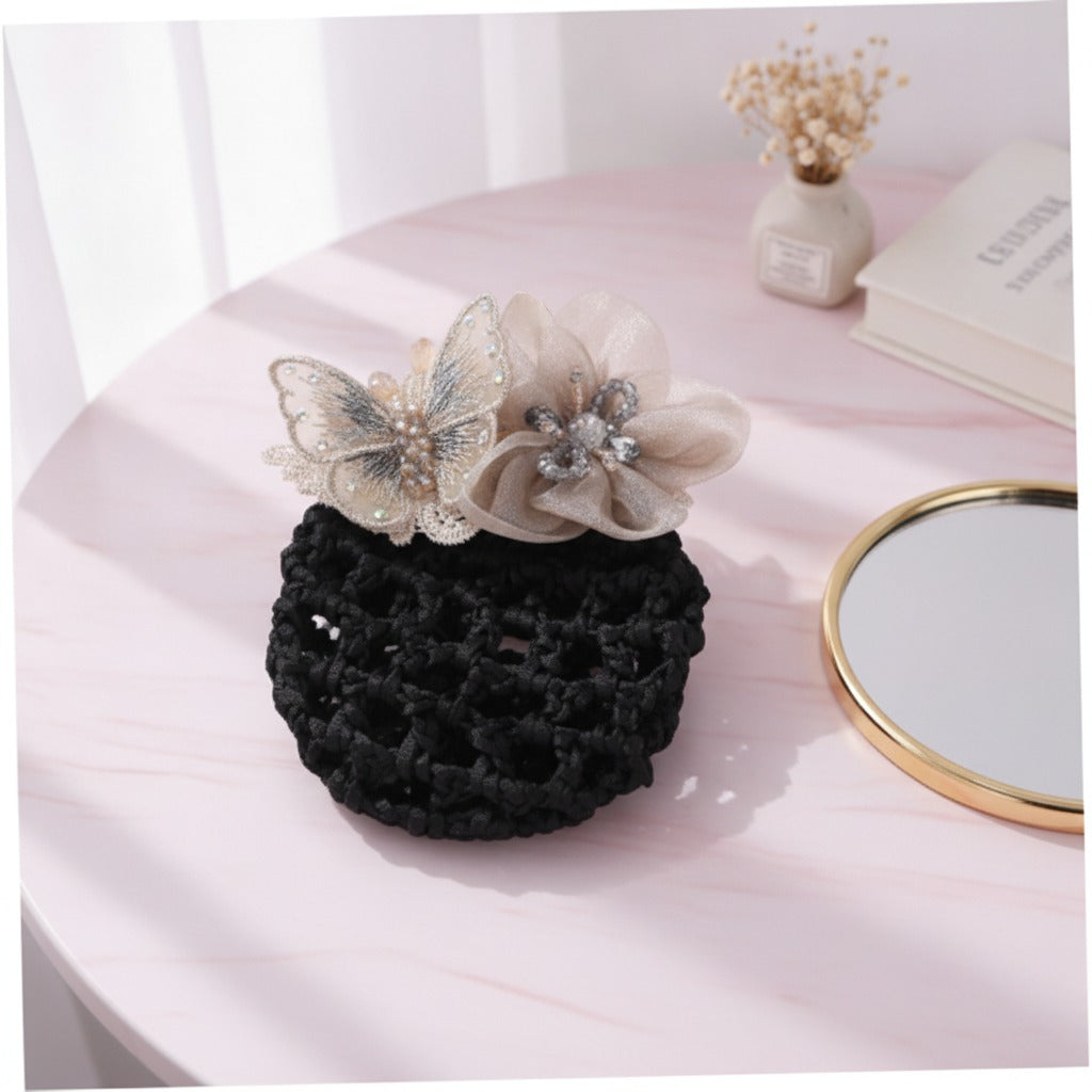 Butterfly Flower Lace Hair Claw - Khaki
