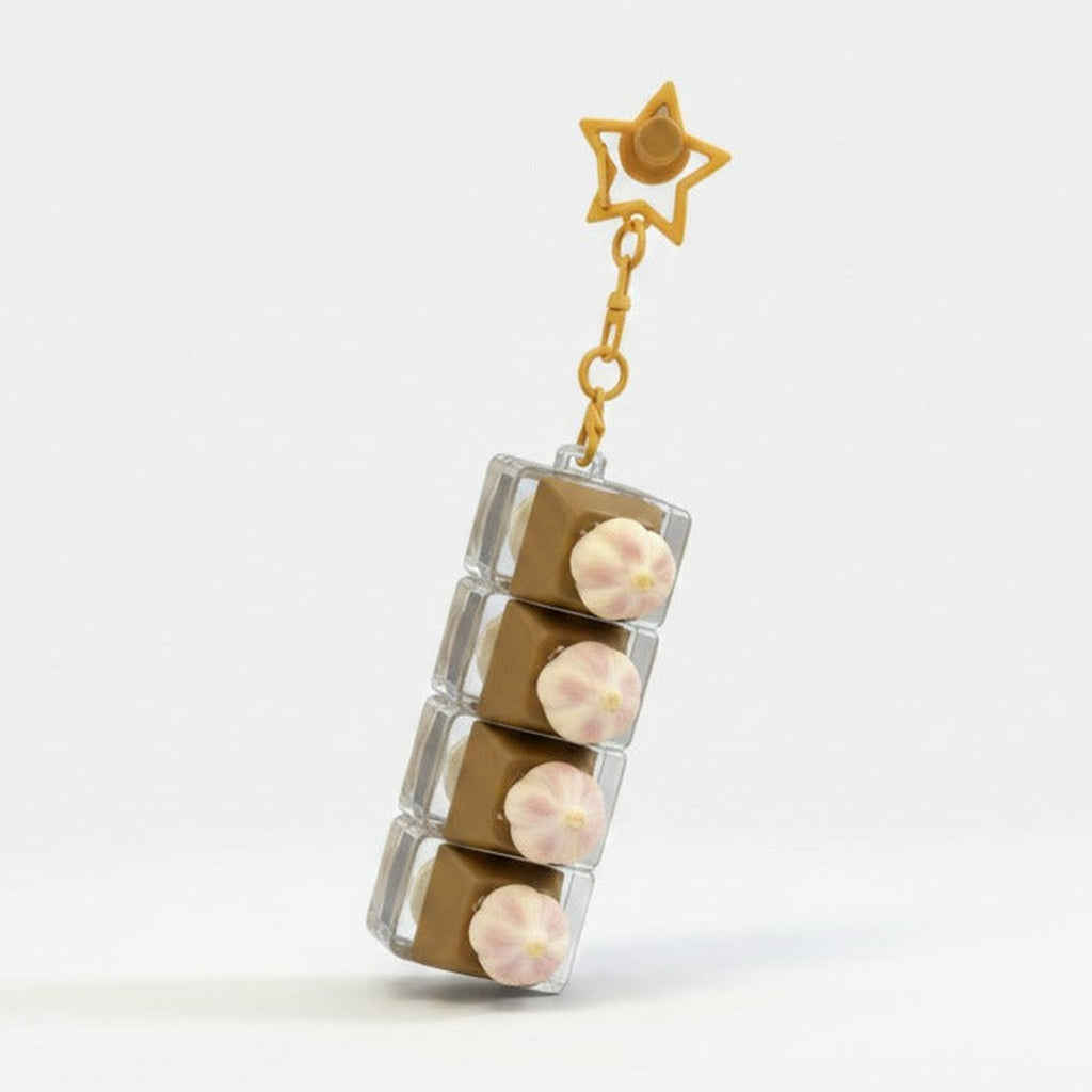 Stacking Charm Keychain - Garlic & Cutting Board