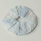 Blue Gingham Pleated Fabric Scrunchie – hair accessories (view 1)