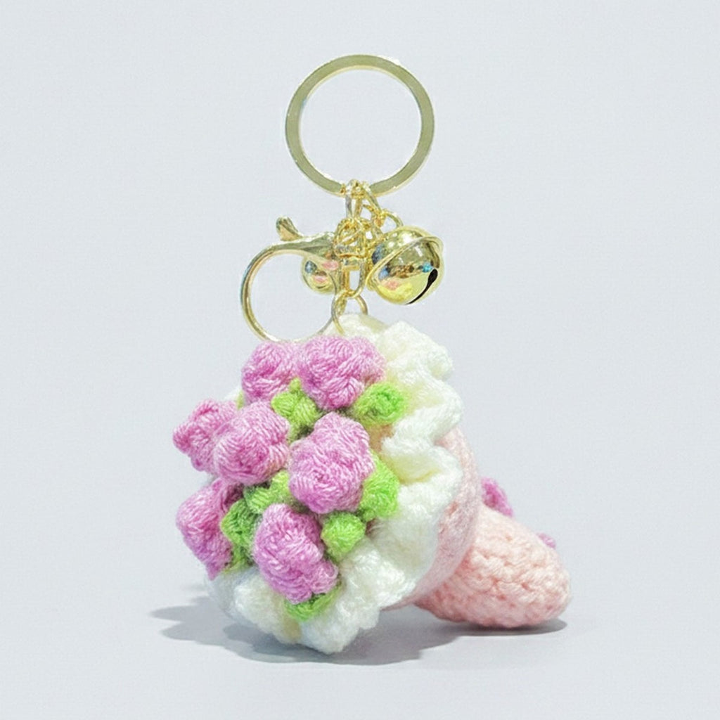 Crocheted floral keychain - Type 1 – novelty & toys (view 1)