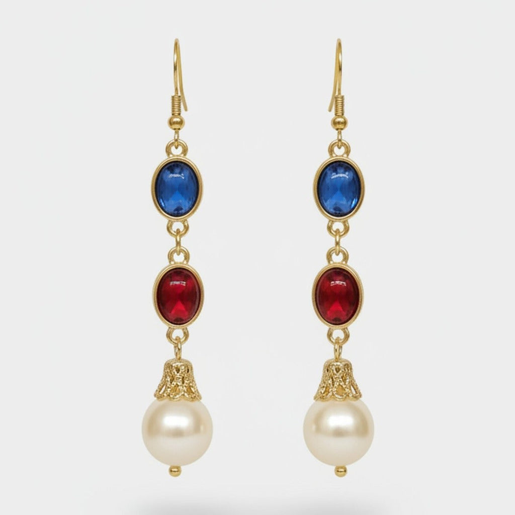 Gold Jewel Drop Earrings Gold