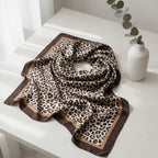 Leopard Polka Dot Satin Scarf - Light Brown