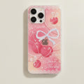 White Pink Cherry Bow iPhone Case – tech (view 1)