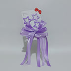 Star & Bow Hair Clip Set Dual Purple