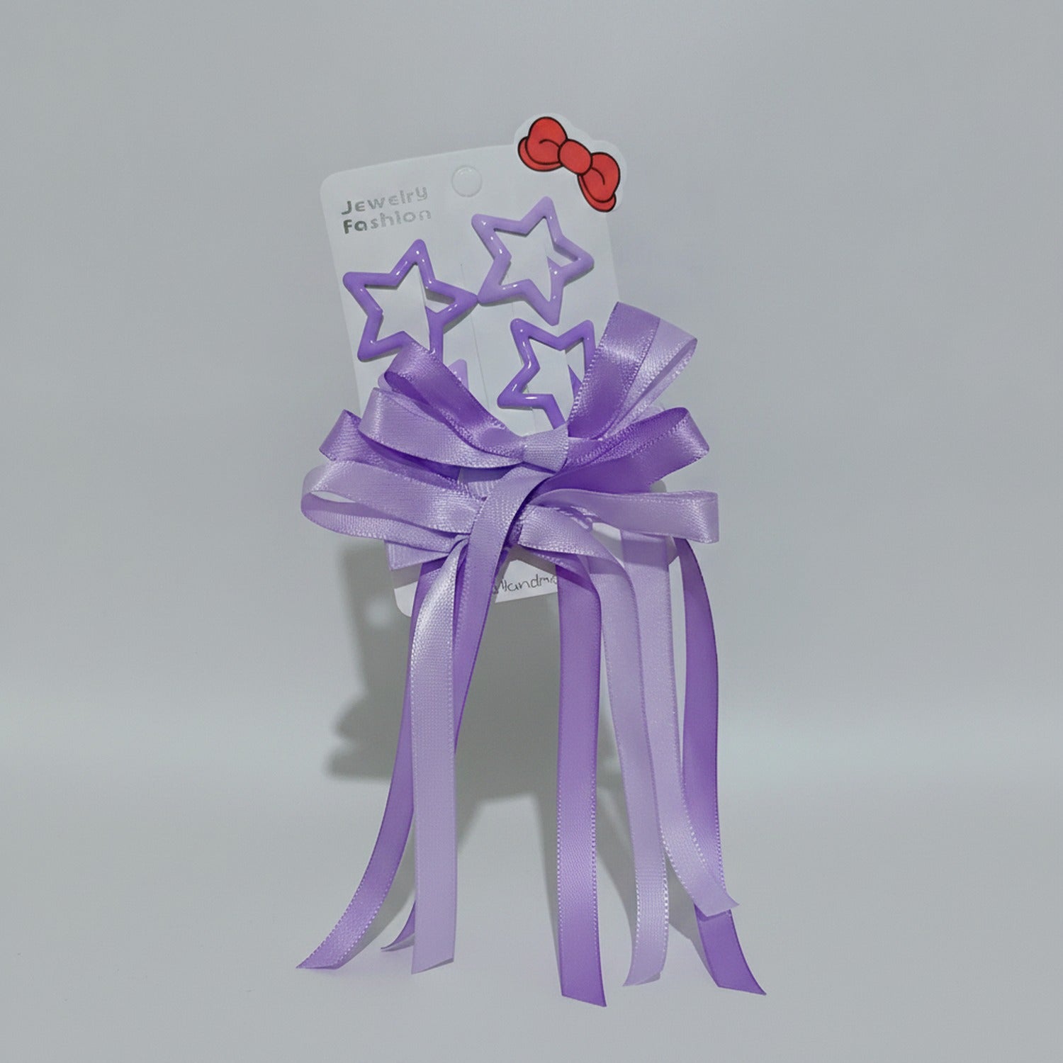 Star & Bow Hair Clip Set Dual Purple