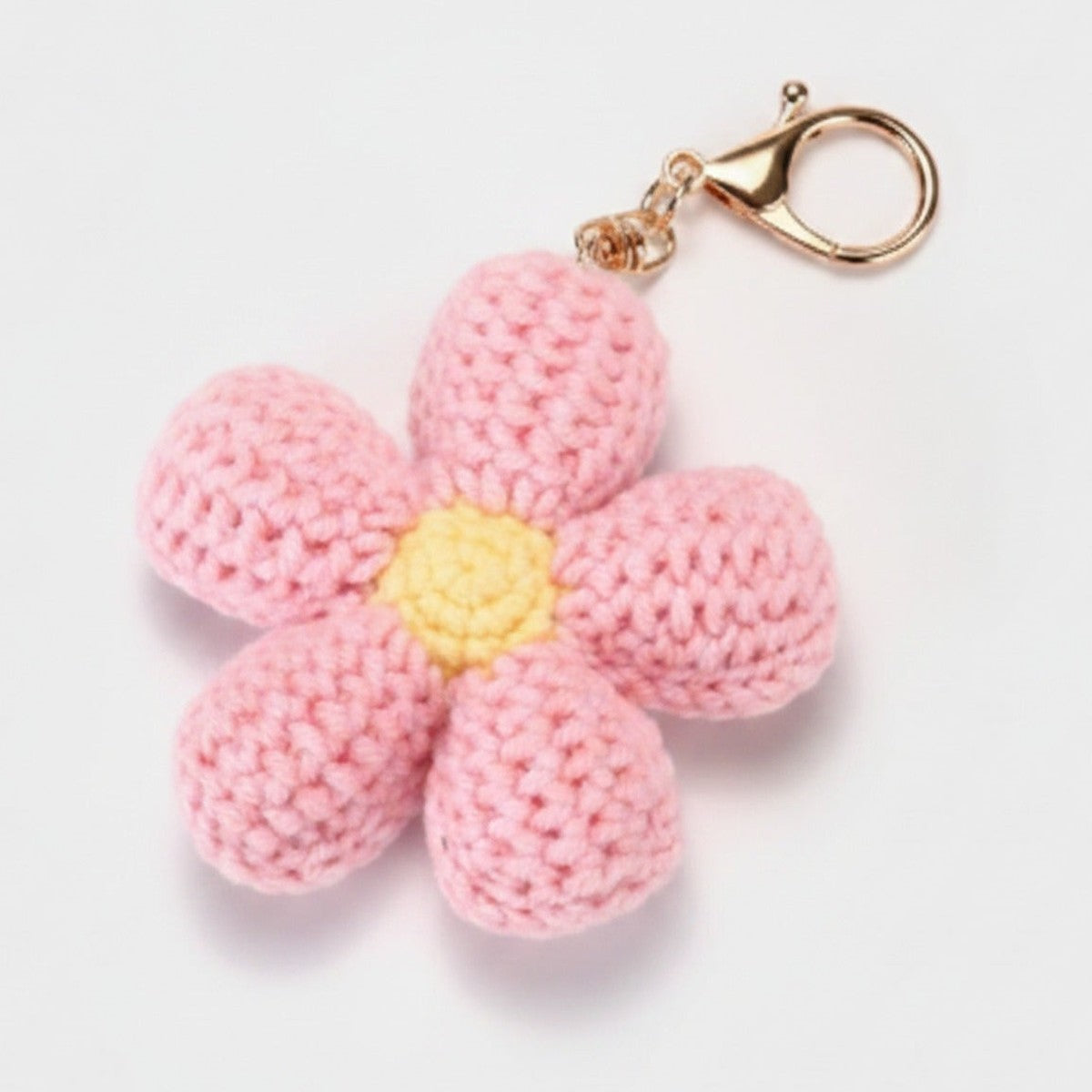 Crochet Daisy Bag Charm - Pink