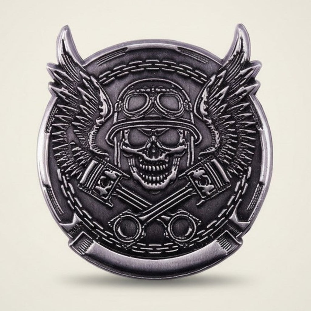 Motorcycle Skull Wings Piston Metal Emblem – jewelry (view 1)