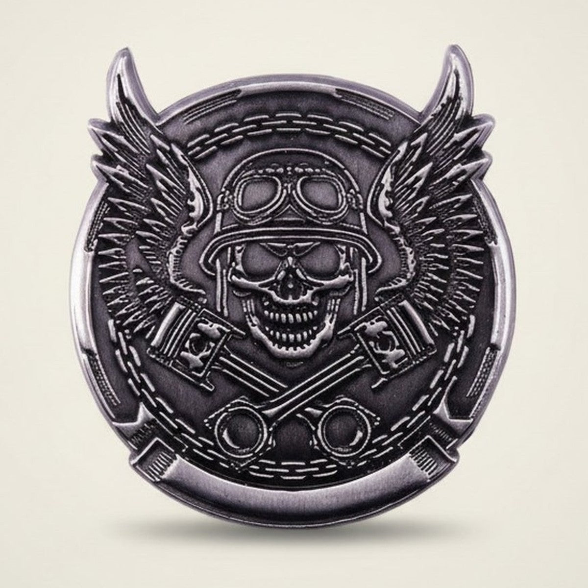 Motorcycle Skull Wings Piston Metal Emblem – jewelry (view 1)