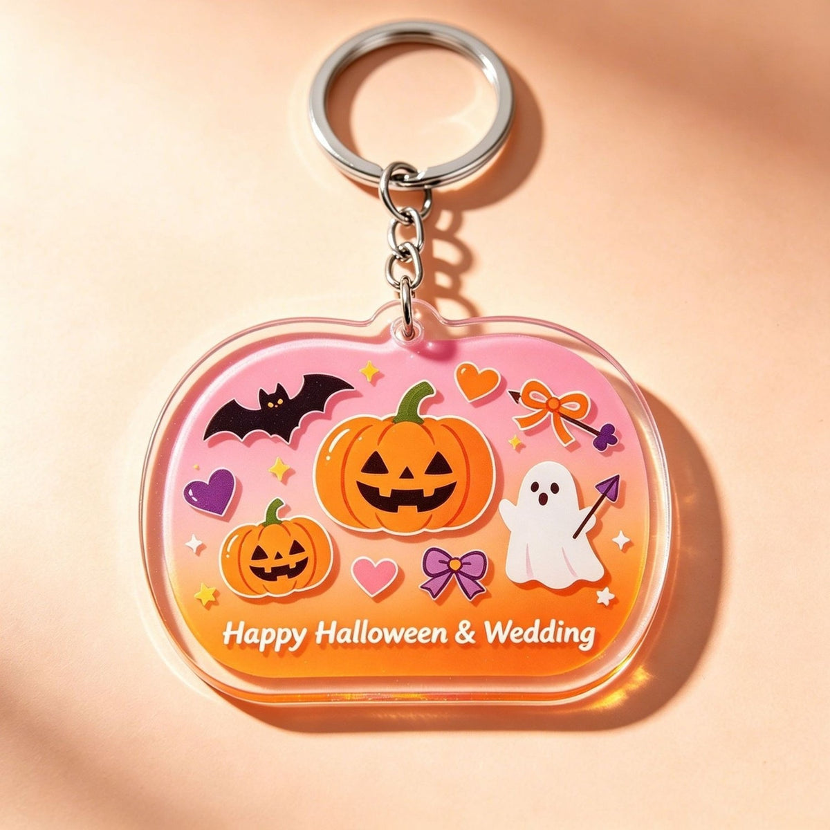 Halloween Pumpkin Ghost Rose Acrylic Keychain Bag Charm - Type 4