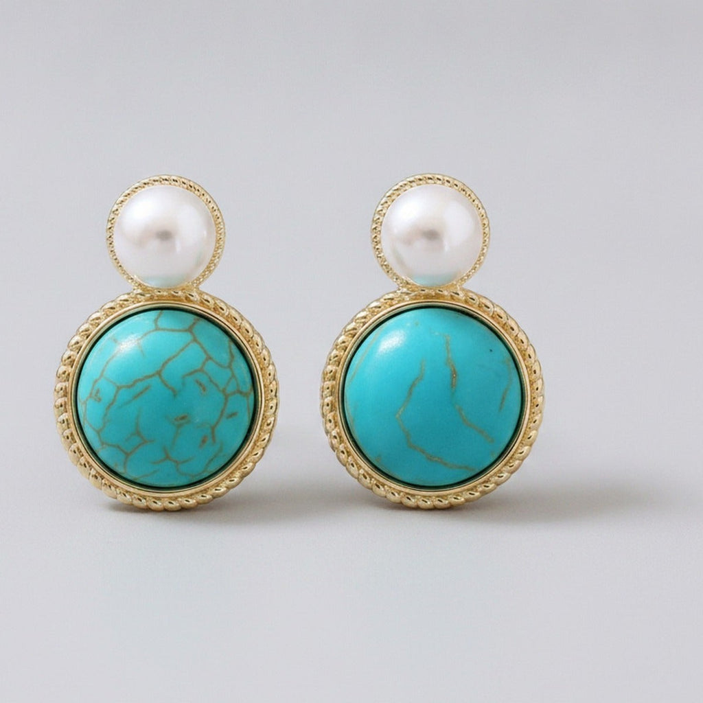 Pearl Flower Enamel Oval Stud Earrings - Jianyou Accessories 3 – jewelry (view 1)