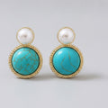 Pearl Flower Enamel Oval Stud Earrings - Jianyou Accessories 3 – jewelry (view 1)