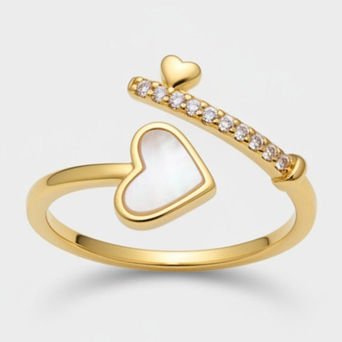 Gold Heart Charm Crystal Ring – jewelry (view 1)