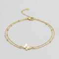 Double Chain Butterfly Bracelet - Gold Anklet 19+5cm #S103 – jewelry (view 1)