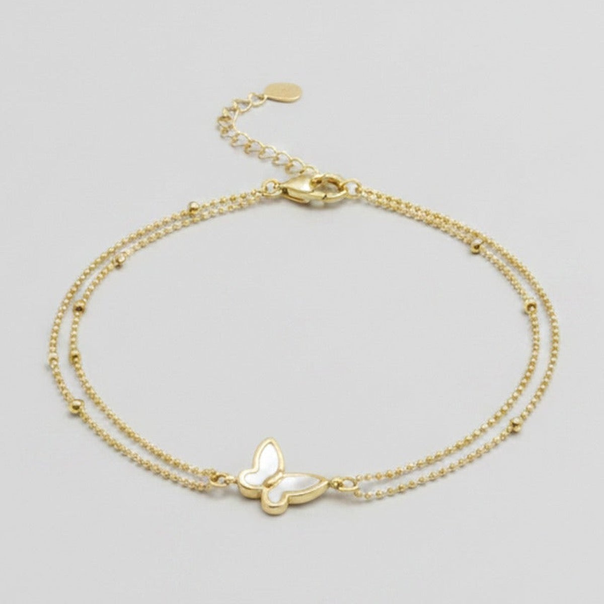 Double Chain Butterfly Bracelet - Gold Anklet 19+5cm #S103 – jewelry (view 1)