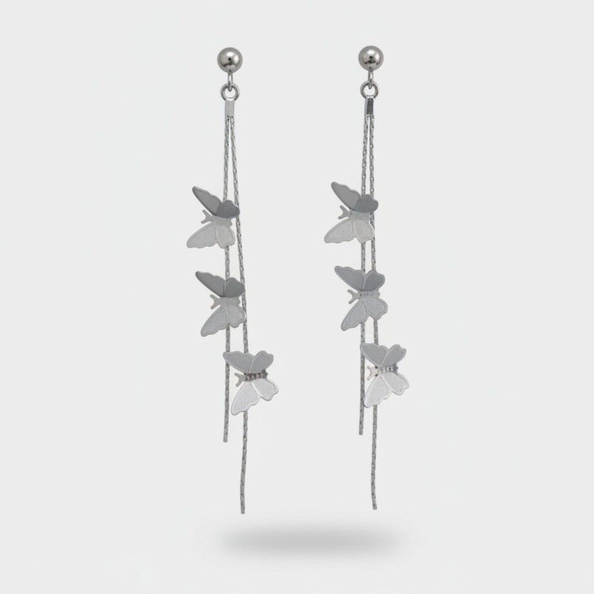 Silver Butterfly Chain Drop Earrings – jewelry (view 1)