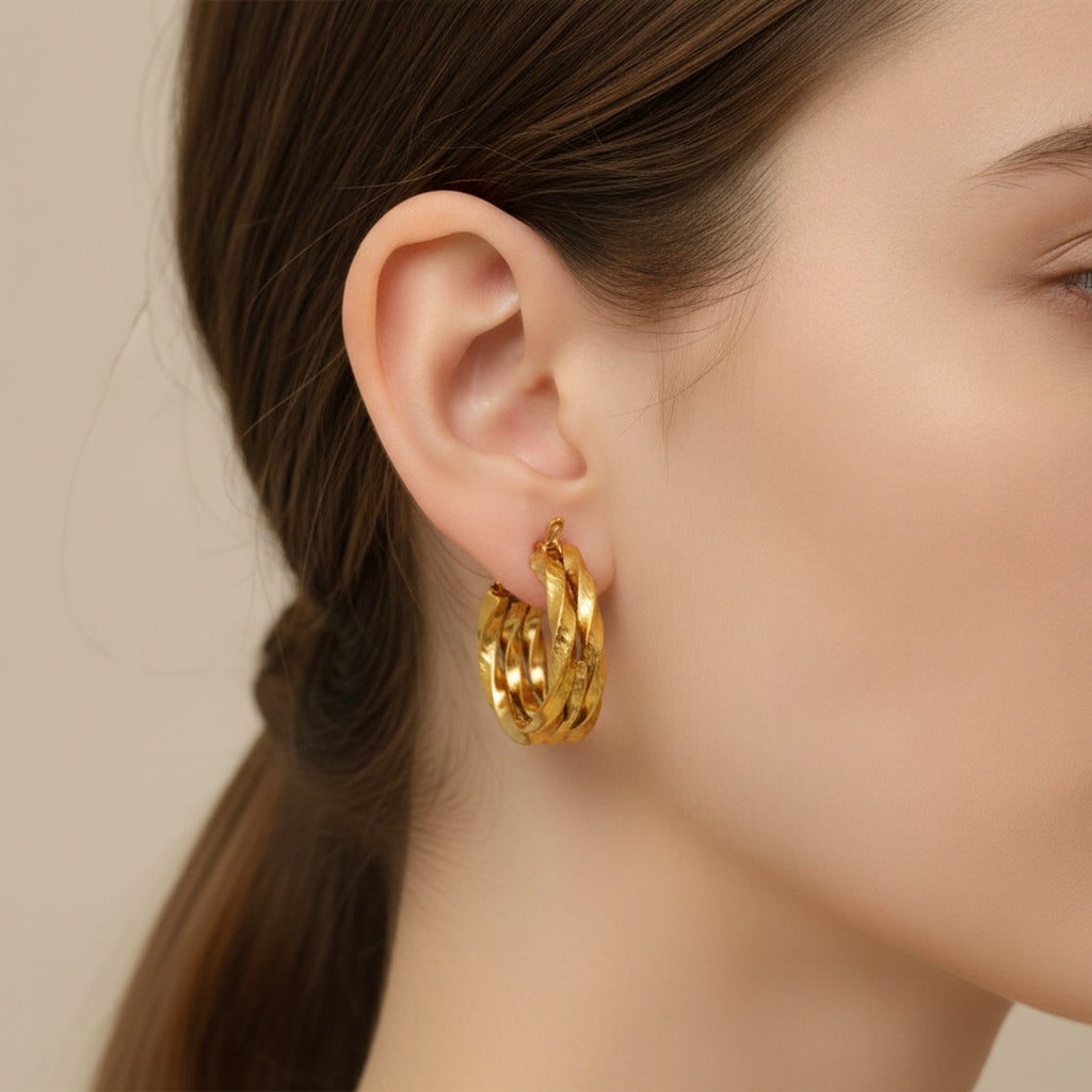Twisted Gold Hoop Earrings Gold