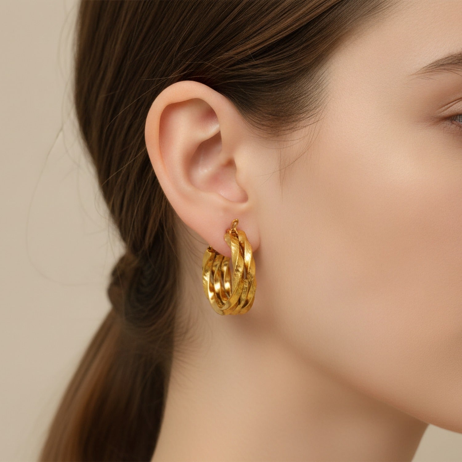 Twisted Gold Hoop Earrings Gold