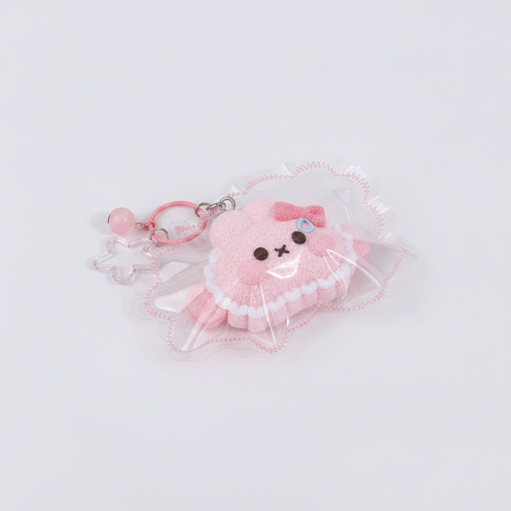 Fuzzy Cat Squishy Keychain - Pink