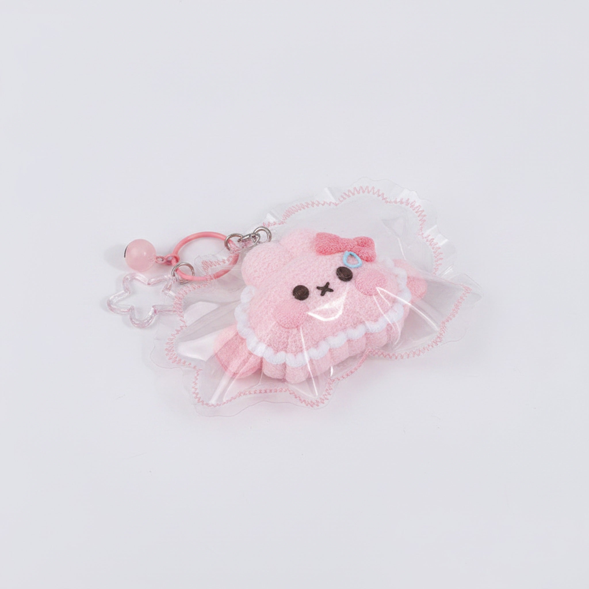 Fuzzy Cat Squishy Keychain - Pink