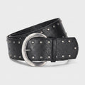 Black Leather Studded Circle Buckle Belt – scarves & belts (view 1)