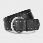 Black Leather Studded Circle Buckle Belt – scarves & belts (view 1)