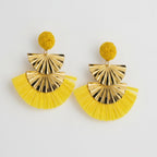 Tiered Tassel Statement Earrings - Golden Yellow