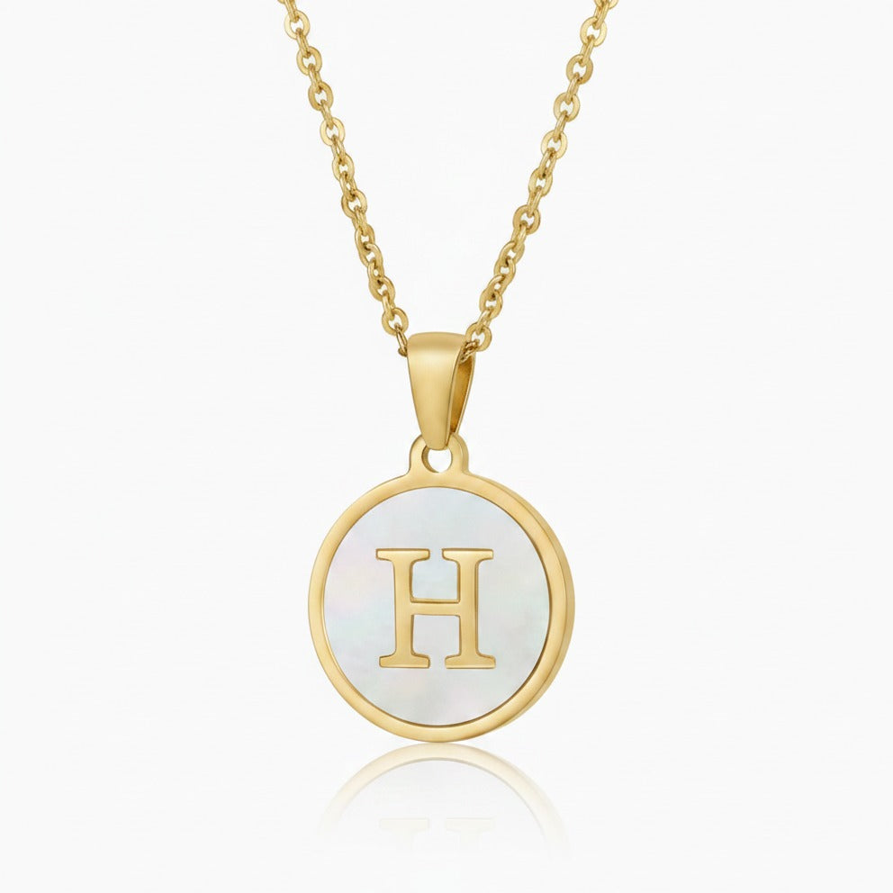 Mother of Pearl Initial Pendant Necklace - White Pearl