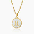Mother of Pearl Initial Pendant Necklace - White Pearl