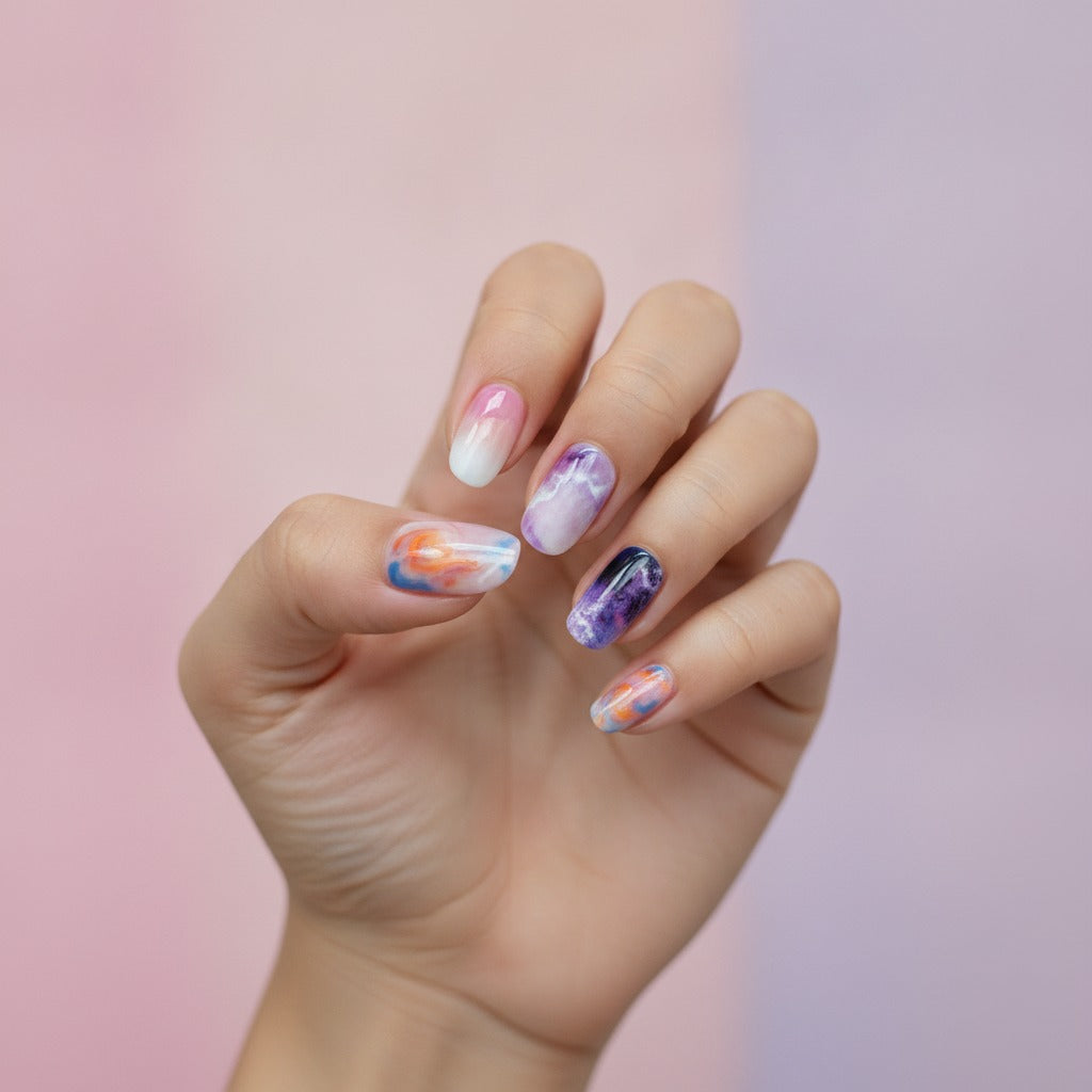 Marble Swirl Press-On Nails Set