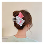 Striped Hair Claw Clip - Pink Stripe