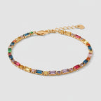 Colorful Rectangular Crystal Gemstone Chain Bracelet – jewelry (view 1)