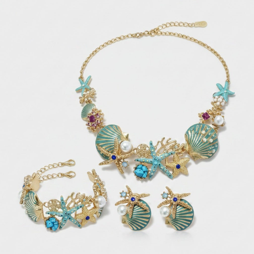 Turquoise Starfish Pearl Shell Jewelry Set (view 1)