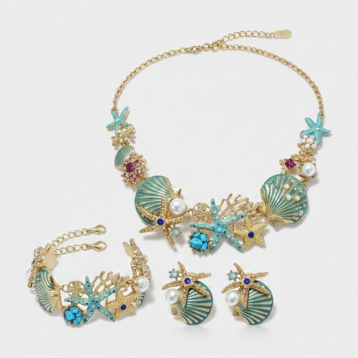 Turquoise Starfish Pearl Shell Jewelry Set (view 1)