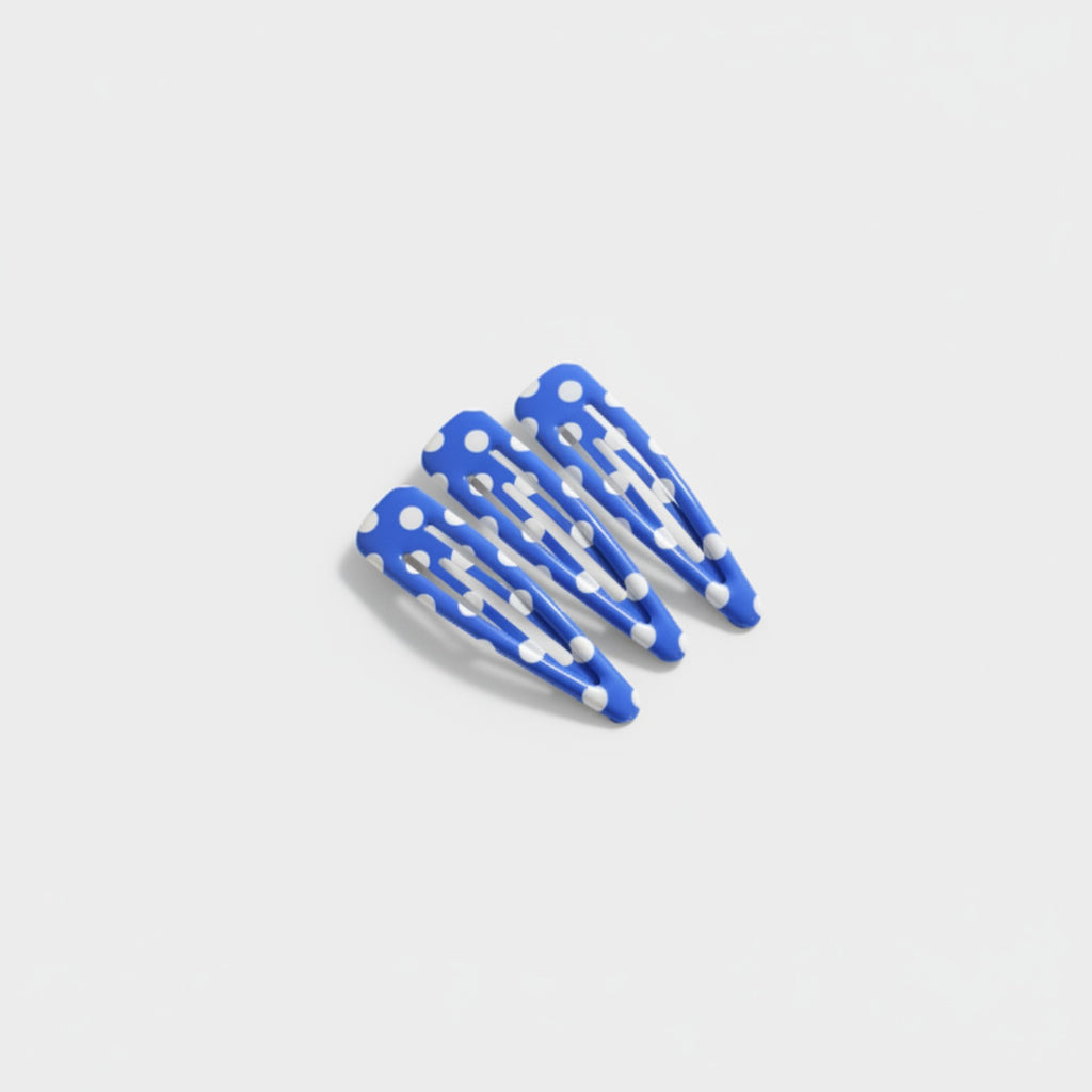 Polka Dot Teardrop Hair Clips Set Blue Polka Dot