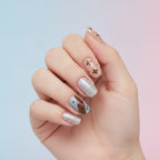 Feather & Sparkle Nail Set - Sage Feather & Gold Glitter