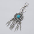Turquoise Dreamcatcher Keychain - Silver