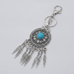Turquoise Dreamcatcher Keychain - Silver