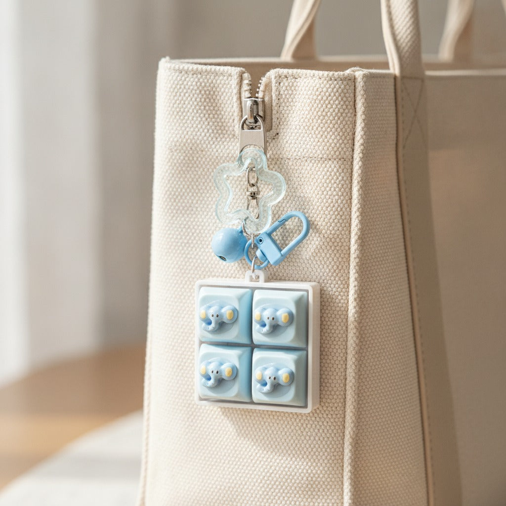Cute Critter Keychain Set - Blue Elephant
