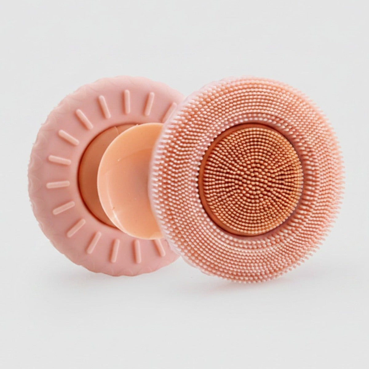 Dual-Sided Silicone Facial Cleansing Brush, Rose – Korean beauty tool (view 1)