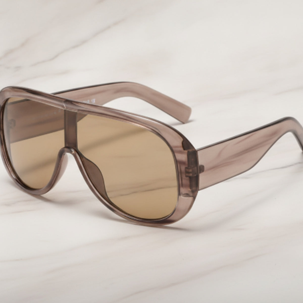 Oversized Shield Sunglasses - Taupe Stripe