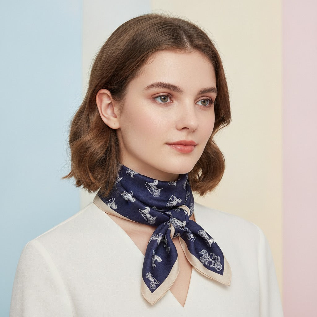 Mini Horse Print Silk Scarf - Type 7