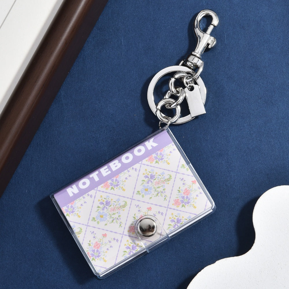 Mini Floral Notebook Keychain Waterproof Charm Gift - Type 6