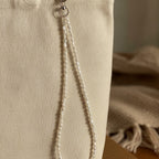 Double Heart Pearl Keychain - White