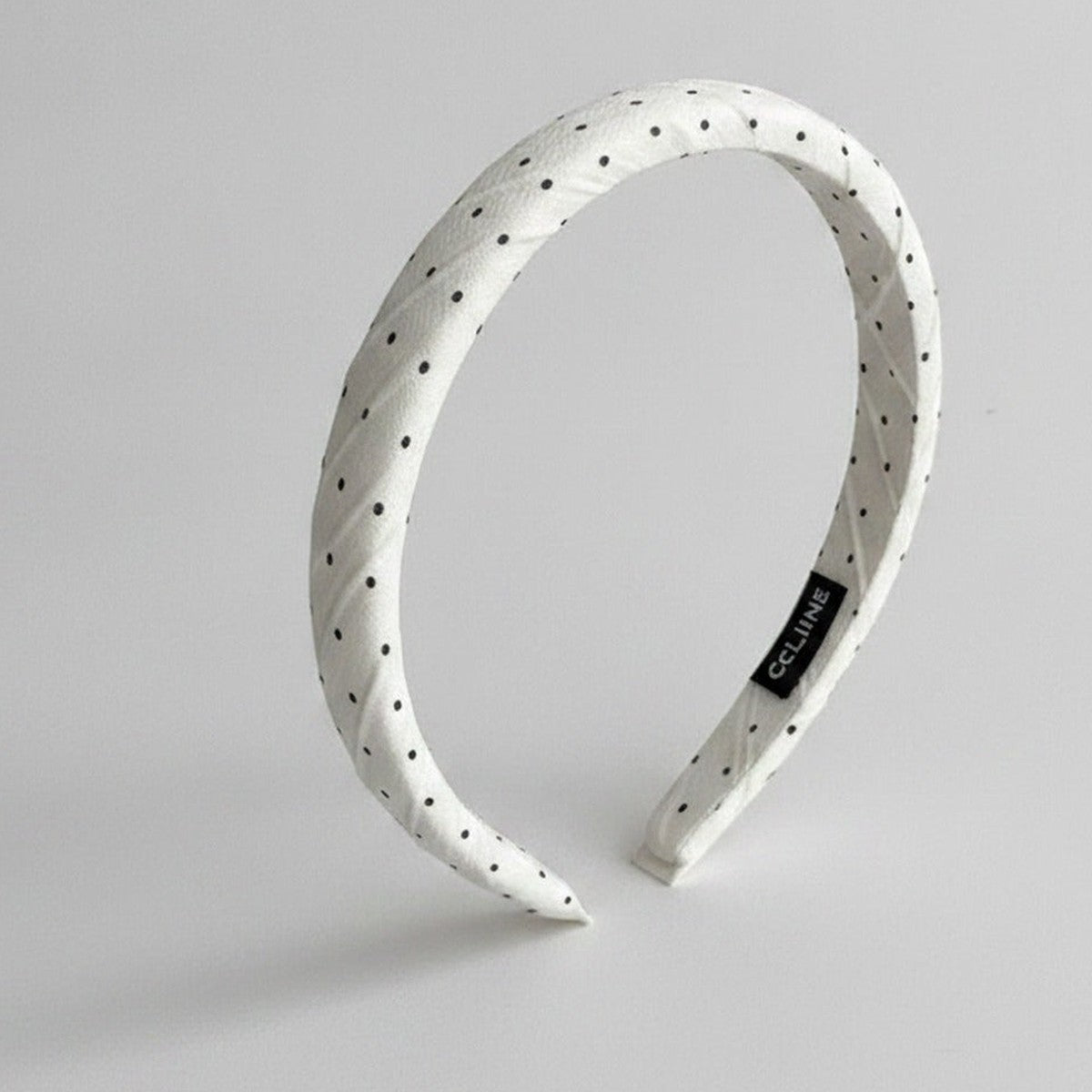 Padded Headband - Beige Polka Dot Headband – hair accessories (view 1)