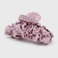 Ruched Hair Claw Clip - Pink Purple Plaid Claw Clip – hair accessories (view 1)