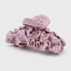 Ruched Hair Claw Clip - Pink Purple Plaid Claw Clip – hair accessories (view 1)